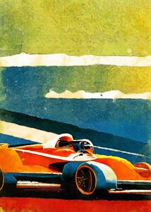 Stampa d'arte Formula 1 orange blue, Justyna Jaszke, (30 x 40 cm)
