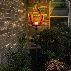 Lampada solare a LED, metallo, nero, effetto fuoco, H 93cm