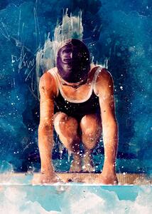 Stampa d'arte Swimmer Sport Art 1, Justyna Jaszke, (30 x 40 cm)