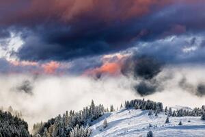 Fotografia Dramatic dawn in winter mountains in the Alps, Anton Petrus