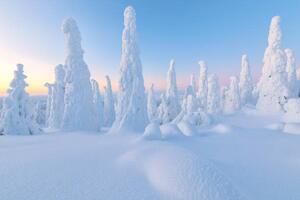 Fotografia artistica Trees covered with snow at dawn, Roberto Moiola / Sysaworld, (40 x 26.7 cm)