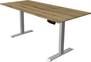 Scrivania Kerkmann Move 1 regolabile elettricamente in altezza, in rovere, rettangolare, con base a T argento, 180,0 x 80,0 cm