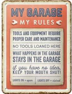 Cartello in metallo My Garage My Rules, ( x cm)
