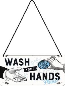 Cartello in metallo Wash Your Hands, (20 x 10 cm)