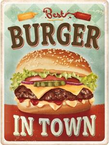 Cartello in metallo Best Burger in Town, (30 x 40 cm)