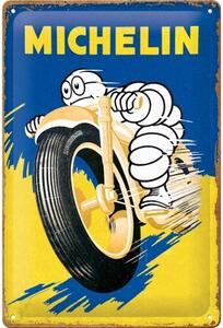 Cartello in metallo Michelin - Motorcycle Bibendum, (30 x 20 cm)
