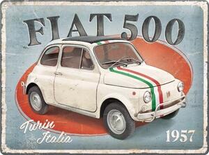 Cartello in metallo Fiat 500 - Turin Italia, ( x cm)