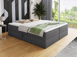 Letto boxspring Base con 2 cassetti - Letto matrimoniale con materasso Bonell e topper, letto imbottito, letto indipendente (grigio scuro (Inari 94), 160 x 200 cm)