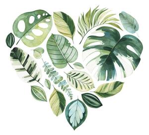 Illustrazione Handpainted illustration with colorful tropical leaves, Ekaterina Skorik, (40 x 40 cm)