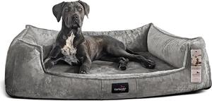 Tierlando® Lettino ortopedico per cani FRANKLIN Orsacchiotto in tessuto - Divano per cani - Dimensioni: 110x90cm | Colore: 06 Grigio