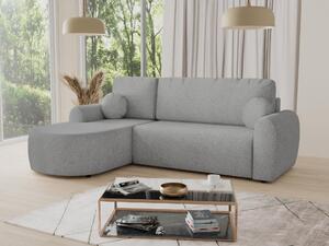 Divano ad angolo Jazz con funzione letto e contenitore - Tessuto bouclé - Divano a L, divano imbottito, divano letto, set divano, divano letto (Grigio (Coral 75), divano ad angolo con apertura a sinistra)