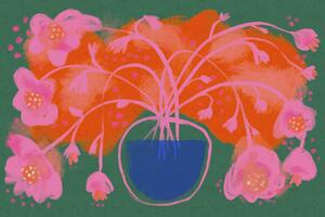 Illustrazione Pink Flower Bouquet, Treechild, (40 x 26.7 cm)