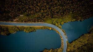 Fotografia Winding Mountain Road With Lake From, Gonsajo, (40 x 22.5 cm)