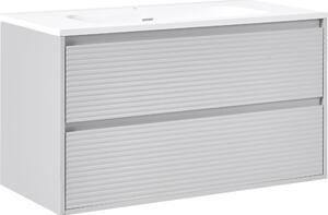 BELIANI pensile da bagno con lavabo grigio 100 x 46 cm 2 cassetti per il bagno