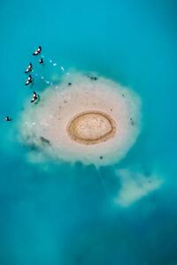 Fotografia Island in vibrant mine water Germany, Abstract Aerial Art