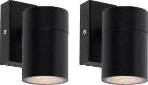 Set da 2 lampade da esterno, nero e acciaio inossidabile, IP44, modello Solo
