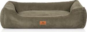 Cuccia per cani Knuffelwuff in velluto a coste con carattere intrecciato a mano Olivia XL 105 x 75 cm Khaki