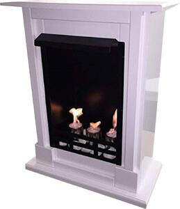 Caminetto a gel a etanolo modello Madrid Premium, bianco lucido, con set di accessori da 21 pezzi incluso