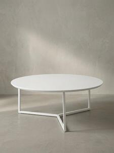 Tavolino rotondo in legno "Mdf" bianco, struttura delle gambe in metallo, Ø 80 cm, altezza 33 cm. 80x80x33 cm | Kadima Design