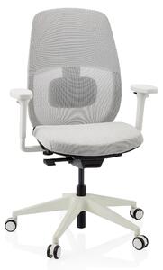 Hjh OFFICE Sedia professionale per ufficio Skandis Sedia da scrivania ergonomica con braccioli (regolabile in altezza) in tessuto / mesh grigio Sedia girevole per ufficio, casa