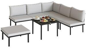Set di mobili da giardino Outsunny per relax, per 5-6 persone, composto da un set lounge da giardino con 2 posti a sedere