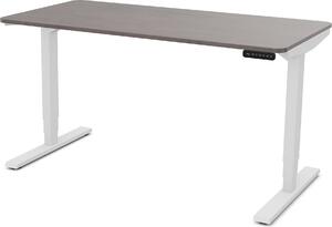 Scrivania ASSMANN regolabile elettricamente in altezza Y-Line Curved in calcestruzzo a vista bianco antracite, 140x80cm, funzione memoria, motorizzazione a 2 ripiani