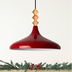 Champion Q Lampadario singolo in legno, rosso Luce a sospensione