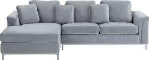 BELIANI Set di divani angolari grigio chiaro imbottiti a destra a forma di L moderni cuscini decorativi soggiorno