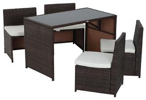 Outsunny Set da giardino in polyrattan da 5 pezzi, set da pranzo in rattan, marrone + kaki