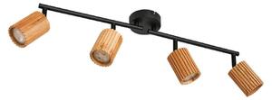 Faretto da soffitto Lindby Stralino, 4 luci, lunghezza 60 cm, legno