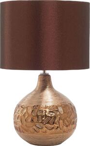 BELIANI Lampada da tavolo con base in porcellana dorata curvata paralume in tessuto cavo marrone con interruttore Stile moderno e affascinante