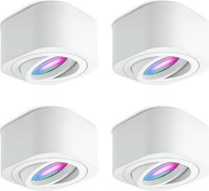 SSC-LUXon 4 TEARA faretti da superficie bianco piatto orientabili incl. Smart RGB+ WLAN LED - faretto da soffitto controllo spot tramite app e voce