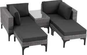 Tectake® Seduta lounge in rattan e alluminio Bellaria, resistente alle intemperie e ai raggi UV; spessore dei cuscini di seduta: 8 cm