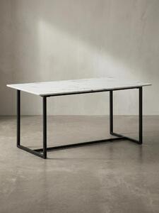 Tavolo da pranzo 160x80x76 cm, tavolo da cucina bianco effetto marmo, moderno, tavolo da pranzo grande, tavolo da pranzo rettangolare, tavolo da pranzo con gambe in metallo