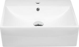 Lavabo sospeso in Vetroceramica rettangolare 505x405x160 mm bianco Set completo