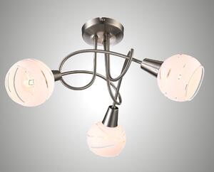 Plafoniera a 3 luci 1001-32D LED *OLIVIA* incl. 3 lampadine LED dimmerabili a 3 livelli 3000K bianco caldo I Plafoniera in look acciaio inox con vetri di design