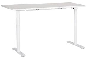 BELIANI Scrivania regolabile in altezza, piano bianco, struttura in acciaio bianco, 160 x 72 cm, regolazione elettrica dell'altezza, ufficio moderno
