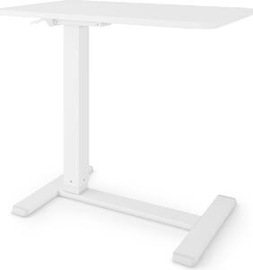 ESMART EACM-121WW 71 x 40 cm Bianco - Tavolino mobile regolabile in altezza in modo continuo tramite sistema pneumatico da 64 a 99 cm su rotelle per divano e ufficio domestico