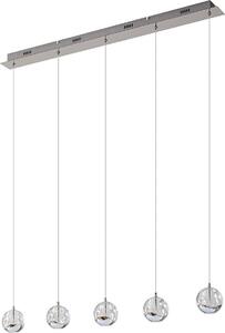 Lucande Hayley Lampada a sospensione LED, 96 cm, 5 luci, cromo, vetro