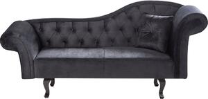 BELIANI Lounger imbottitura in velluto nero con bottoni e cuscino in vero stile retrò tradizionale facile da pulire Adatto agli animali domestici