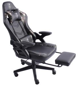 Sedia da gaming dal design moderno ispirato alle auto da corsa, con poggiapiedi estensibile. Sedia da gaming con braccioli regolabili, sedia ergonomica da scrivania con cuscini di supporto extra. Colore: nero/verde militare