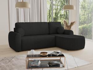 Divano angolare Jazz con funzione letto e contenitore - Tessuto bouclé - Divano a L, divano imbottito, divano letto, set divani, divano letto (nero (Coral 60), divano angolare destro)