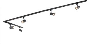 QAZQA - Modern Sistema di binari moderno I Faretto da incasso I Faretto da soffitto I Faretto con spot a 5 luci I Faretto da incasso I Faretto da soffitto I Faretto I Lampada I Lampade Nero Monofase