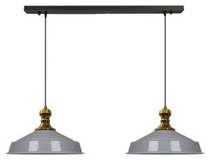 Lampada a sospensione Asletl-Knob Lampada a sospensione in metallo a 2 luci, E27, grigio Lampada vintage