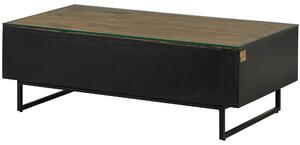 MASSIVMOEBEL24 | Tavolino da salotto in legno di Mango / Legno riciclato 120x60x40 Laccato / nero / naturale DAVIS #50