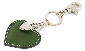 Portachiavi in vera pelle cuore verde