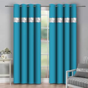 Tenda su anelli con zirconi 140x250 cm blu turchese
