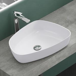 Mai & Mai Lavabo da appoggio 51x38x12cm Lavabo in fusione di marmo bianco opaco Col806