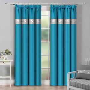 Tenda con nastro e zirconi 140x250 cm blu turchese
