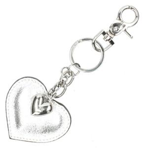 Portachiavi in vera pelle cuore argento silber